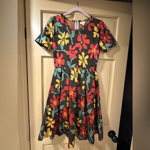 LuLaRoe women Short Sleeve Floral Fit flared  Dress Multicolor Size Small
